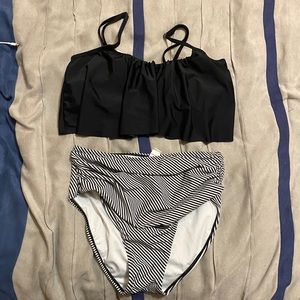 two bikini tops with high wasted bottoms